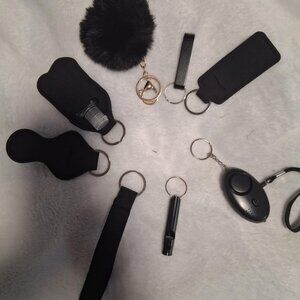 Solid Black Safety Keychain w/alarm